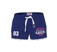 M.Conte Damen Jersey-Shorts Basic Skinni Fit Sport-Shorts/Training Retro-Shorts Kurze Damen-Hose Pants Jogginghose Sporthose Marine Blau Neon Pink Rot Schwarz S M L XL Marine Navy-Blau L Concetta