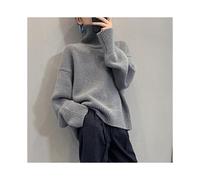 (M,gray)Autumn And Winter New Thick Cashmere Sweater Women High Neck Pullover Sweater Warm Loose Knitted Base Sweater Jacket Tops