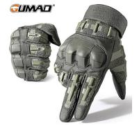 (M,Green)Men's Touch Screen PU Leather Gloves Military Tactical Gloves Outdoor Sports Shooting Hunting Airsoft Cycling Full Finger Gloves