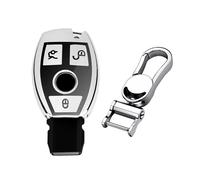 M.JVisun TPU Autoschlüssel Fall Schlüsselgehäuse Für Mercedes-Benz Für Mercedes A B C E S G Klasse M V CLA CLS GLA GLC GLE GLK GL GLS SL SLK SLC Viano Für Metris -Glänzend Silber -Metall Schlüsselbund