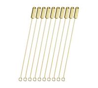 M METERXITY 10er-Pack Broschenstifte, 2,8 Zoll Kupferlange Nadelösenstifte mit Stopperenden für DIY-Kleidung/Zubehör/Anzugskrawatte/Hut/Schal/Schmuck, gerade Flache Kopfstifte [Gold]