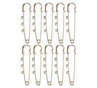 M METERXITY 10er-Pack Große Sicherheitsnadeln 2,56 Zoll / 65 mm Vergoldete Metall-Broschennadeln mit 3 Schlaufen für DIY-Kleidung/Decken/Röcke, Schwere Hutnadeln Handwerk Dekorativ [Goldton]