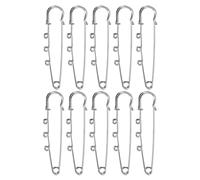 M METERXITY 10er-Pack Große Sicherheitsnadeln 2,56 Zoll / 65 mm Vergoldete Metall-Broschennadeln mit 3 Schlaufen für DIY-Kleidung/Decken/Röcke, Schwere Handwerksdekoration [Silberton]