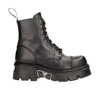 M-NEWMILI083-S19 Stiefel Schwarz Militär Biker Design Leder Schuhe