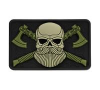 M-Tac Tactical Beard Skull Patch - Moral Patch für Military Gear Army Patches für Kleidung, Jacken, Rucksäcke, Hüte Patch mit Hakenverschlüssen (Schwarz/Oliv)