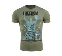 M-Tac Herren T-Shirt Freedom mit kurzen Ärmeln Bedruckt Baumwolle, Light Olive, XL