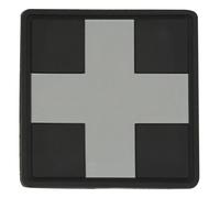 M-Tac - Medic Cross Square PVC- Aufnäher mit Klettrückseite für Militärisches Sanitätspersonal PVC - Black/Grey