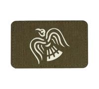 M-Tac Raven Banner Patch - Laser-Cut PVC Patch mit Wikingermotiv, Schwarzer Rabe, Symbol des Krieges und des Sieges, 80x50 mm, Cordura 500D, Klettverschluss, Für Rucksäcke, Ranger Green/GID