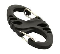 M-Tac S-Hook Karabiner doppelseitig - Leichter Schlüsselanhänger Karabiner aus Kunststoff mit Metallfeder - Mini Befestigungshaken für Rucksack, Outdoor, EDC, Camping, Trekking, Black, 3 Stück