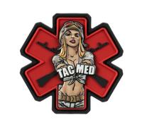 M-Tac TACMED PVC Patch - Militärischer 3D Pin-Up Aufnäher, Taktische Krankenschwester, Medizinsymbole, Rüstungskreuz, Karabiner und „TACMED“ Schriftzug, für Kleidung, MC