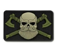 M-Tac Tactical Beard Skull Patch - Moral Patch für Military Gear Army Patches für Kleidung, Jacken, Rucksäcke, Hüte Patch mit Hakenverschlüssen (Schwarz/Oliv)