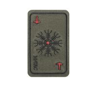 M-Tac Taktischer Patch mit Klett - PVC Moral Patch Helm der Ehrfurcht & Thors Hammer, Nordische Mythologie, Wikinger Symbol, Militär Abzeichen, Ranger Green