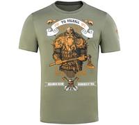 M-Tac Herren T-Shirt Viking - Baumwolle & Elastan, Militärisches Design, „Til Valhall“ Wikinger-Motiv, Light Olive, L