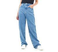 M17 Damen, Mid Blue Womens Ladies Denim Jeans Straight Leg High Rise Comfy Casual Cotton Trouser Pants with Pockets (10
