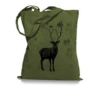 Ma2ca Deer Birds Tree Stoffbeutel | Hirsch Tragetasche Elch Vögel