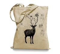 Ma2ca Deer Birds Tree Stoffbeutel | Hirsch Tragetasche Elch Vögel