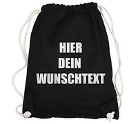 Ma2ca® Gymsac Turnbeutel/Jutebeutel Rucksack Bag Seesack mit eigenen Wunschtext Personalisieren Black