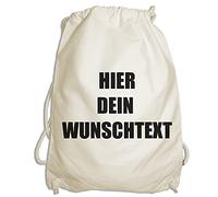 Ma2ca® Gymsac Turnbeutel/Jutebeutel Rucksack Bag Seesack mit eigenen Wunschtext Personalisieren Natural