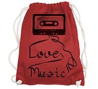 Ma2ca® - Love Music Old Tape Kassette Gymsac Turnbeutel - Stoffbeutel Tasche Hipster Sportbeutel Rucksack Bedruckt Music Cassette