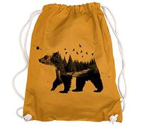 Ma2ca® - Waldbär Bear Wood Wald Wälder Gymsac Turnbeutel - Stoffbeutel Tasche Hipster Sportbeutel Rucksack Bedruckt Bär Natur