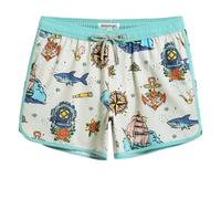 MaaMgic Badehose Herren Badeshorts Vintage Retro Boardshorts 4 Way Stretch Schnelltrocknend mit Mesh-Futter und Verstellbarem Tunnelzug MEHRWEG,Weiß Hai Blumen Anker Segelboot,M