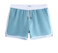 MaaMgic Badehose Herren Kurz 70s 80s 90s Vintage Badeshorts für Männer Schnelltrocknende Schwimmhose Retro mit Meshfutter und Verstellbar Tunnelzug,Kühles Hellblau,XXL