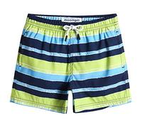 MaaMgic Badehose Jungen Sommer Badeshorts Schnelltrocknend Boardshorts mit Netzfutter Taschen und Verstellbarem Tunnelzug Urlaub Shorts Gestreift Blau Grün,14-16 Jahre
