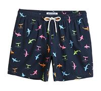 maamgic Herren 4 Way Stretch Badehose Badeshorts Schnelltrocknend Badeshorts Kurz Beachshorts für Strand und Wassersport MEHRWEG Schwarz Delphine,M