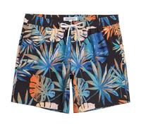 MaaMgic Herren 4 Way Stretch Badehose Badeshorts Schnelltrocknend Badeshorts Kurz Beachshorts für Strand und Wassersport MEHRWEG,Orange Grüne Blätter,M