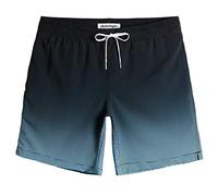 MaaMgic Herren 4 Way Stretch Badehose Badeshorts Schnelltrocknend Badeshorts Kurz Beachshorts für Strand und Wassersport MEHRWEG Farbverlauf Schwarz Blau,M