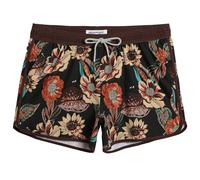 MaaMgic Herren Badeshorts Vintage Retro Badehosen 4 Way Stretch Schnelltrocknend mit Mesh-Futter und Verstellbarem Tunnelzug MEHRWEG,New Rotbraun Vintage Blume 4.5,M