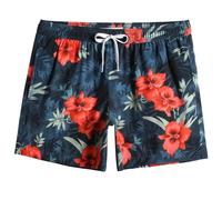 MaaMgic Herren Badeshorts Vintage Retro Boardshorts 4 Way Stretch Schnelltrocknend mit Mesh-Futter und Verstellbarem Tunnelzug MEHRWEG Wunderschöne rote Blume M