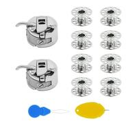 MABAHON 2 PCS Nähmaschinen Zubehör Spulenkapsel + 8 PCS Nähmaschine Zubehör Edelstahlspulen + 2 PCS Nadeleinfädler, Metall-Nähmaschinenspulen, für Frontla