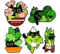 Mabor 5Pcs Cat Enamel Pins Set, Funny Animal Enamel Brooch Pins Badges for Women Girl Cute Black Cat Pins Cartoon Lapel Badges for Bags Clothing