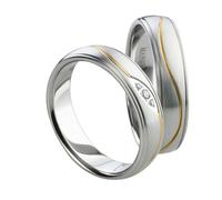 Mabro Partnerringe Verlobungsringe AB818 / AB819 Edelstahl bicolor