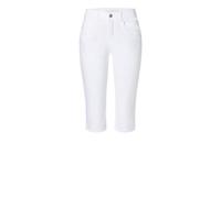 Caprijeans MAC "Capri" Gr. 42, Länge 19, weiß (white denim) Damen Jeans Röhrenjeans Eingelegte Zierfalten am Saum (85965459-42) white denim