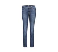 Stretch-Jeans MAC "Melanie", Damen, Gr. 48, Länge 34, blau (mid blau main wash), Denim/Jeans, Obermaterial: 92% Baumwolle, 6% Polyester, 2% Elasthan, Abriebeffekte, figurbetont lang, Jeans, Gerade ges