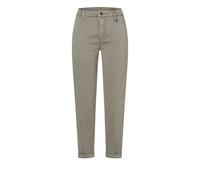 Chinohose MAC "CHINO turn up", Damen, Gr. 36, N-Gr, grün (mud grün ppt), Web, Obermaterial: 39% Lyocell, 34% Modal, 17% Baumwolle, 7% Elastomultiester, 3% sonstige Fasern, unifarben, slim fit knöchelf