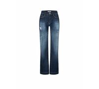 Weite Jeans MAC "WIDE", Damen, Gr. 40, Länge 32, moonlight destroyed, Denim/Jeans, Obermaterial: 91% Baumwolle, 7% Elastomultiester, 2% Elasthan, unifarben, Destroyed-Effekte, casual, weit knöchellang
