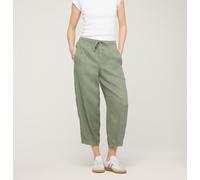 Stoffhose MAC "BAY 2.3 relaxed", Damen, Gr. 44, N-Gr, grün (dried rosemary ppt), Web, Obermaterial: 58% Lyocell, 23% Leinen, 19% Baumwolle, unifarben, lang, Hosen Stoffhose, mit elastischem Bund und B