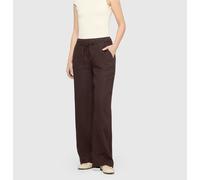 Leinenhose MAC "CHIARA BELT", Damen, Gr. 34, Länge 30, truffle braun, Obermaterial: 100% Leinen, weit knöchellang, Hosen, Sommerhose Wide Fit, mit geradem, weitem Bein (62777133-34) truffle braun