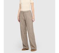 Leinenhose MAC "CHIARA BELT", Damen, Gr. 46, Länge 32, sanddrift melange, Obermaterial: 100% Leinen, weit knöchellang, Hosen, Sommerhose Wide Fit, mit geradem, weitem Bein (70199461-46) sanddrift mela