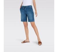 Shorts MAC "JOG´N SHORT", Damen, Gr. 44, N-Gr, mid blau cool wash, Web, Obermaterial: 49% Baumwolle, 40% Lyocell, 9% Polyester, 2% Elasthan, unifarben, casual, regular fit kniefrei, Hosen, im Four-Poc
