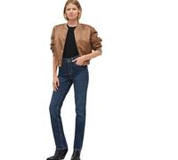 Stretch-Jeans MAC "Melanie", Damen, Gr. 40, Länge 34, blau (new basic wash), Denim/Jeans, Obermaterial: 98% Baumwolle, 2% Elasthan, Abriebeffekte, figurbetont lang, Jeans, Gerade geschnitten, Topselle