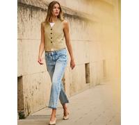 MAC Straight Jeans in hellblau und Krempel-Look D40 / L30 Straight Fit