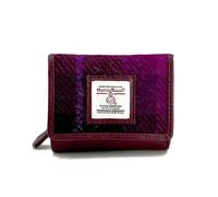Maccessori Authentische Harris Tweed dreifach gefaltete Geldbörse aus veganem Leder, kompaktes schottisches Design, Maße: 10,5 x 8,5 x 3,5 cm, Violett Check, 4.13” x 3.34” x 1.37”, Classic