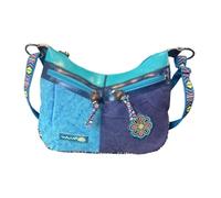 Macha Umhängetasche aus Baumwolle und Leder für Frauen Indian Ethnic Bunte indische Hippie-Boho-Umhängetasche (Türkis 01)