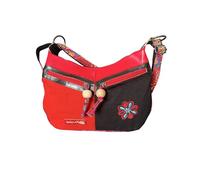 Macha Umhängetasche aus Baumwolle und Leder für Frauen Indian Ethnic Bunte indische Hippie-Boho-Umhängetasche (Rot)