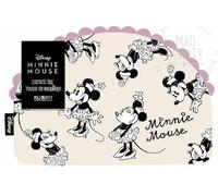 MAD BEAUTY Disney Minnie-Kosmetiktasche, Schleife, Magische Make-up-Tasche, 22,9 cm, Beige mit schwarz-weißen Minnie-Maus-Drucken, gewellter Rand, perfekt für Hautpflege-Essentials, ideales Geschenk