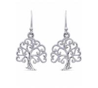 MadamLili - Ohrringe Set Silber Baum Segensbaum - Echtsilber 925 Sterling - Hängend - Wald Symbol Chakra Ohrhänger - Spiritueller Yogi Schmuck -Handgefertigt - Exklusive Schmuckbox